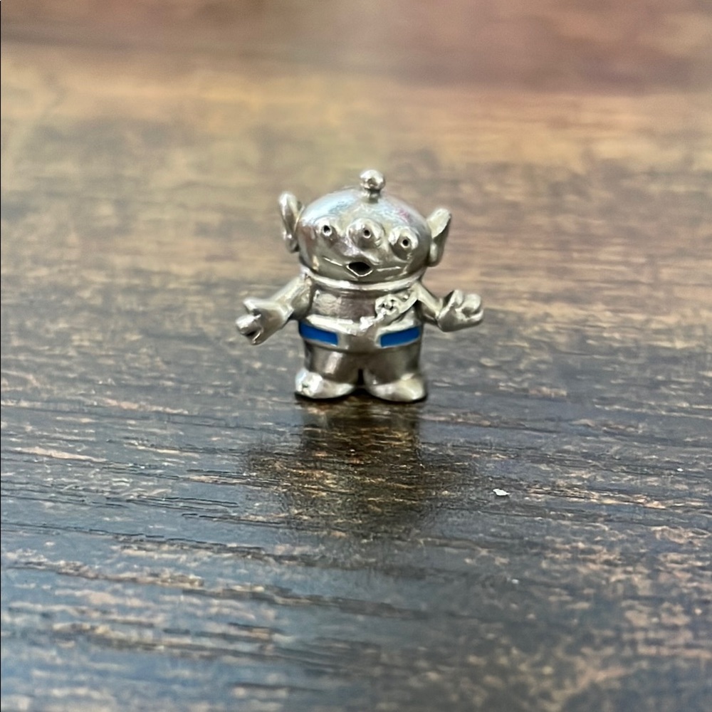 Silver Alien Charm with Blue Accents